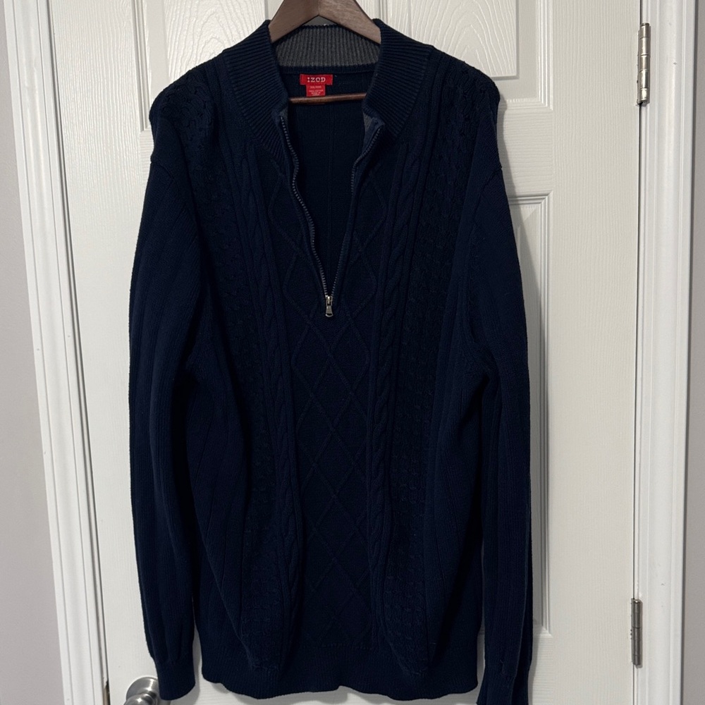 Izod Men's Navy Sweater, 1/4 zip